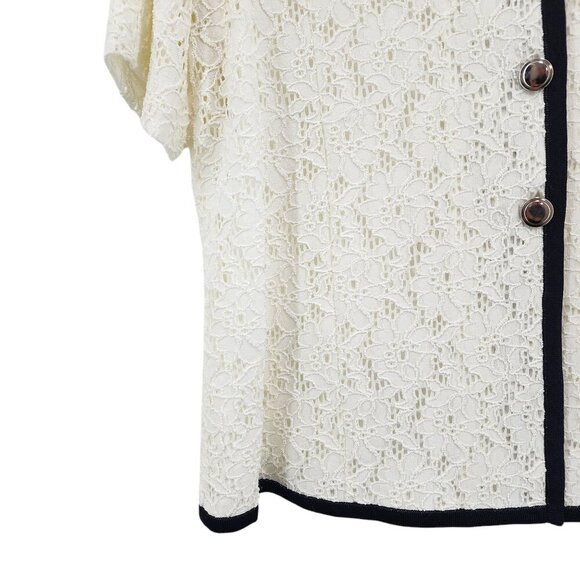 Misook Women's Lace Short Sleeves Button Front Lined Jacket - XL - Picture 3 of 8